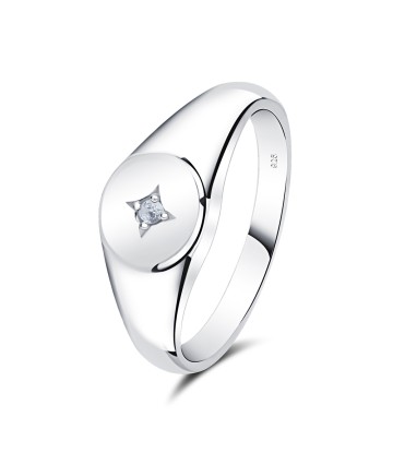 Round Plain Shape with Blink CZ Stone Silver Ring NSR-4042